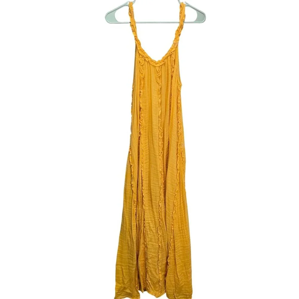 Free People Mckinley Ruffle Maxi Dress, Boho Chic Summer Staple, Banana Yellow S - Picture 6 of 10